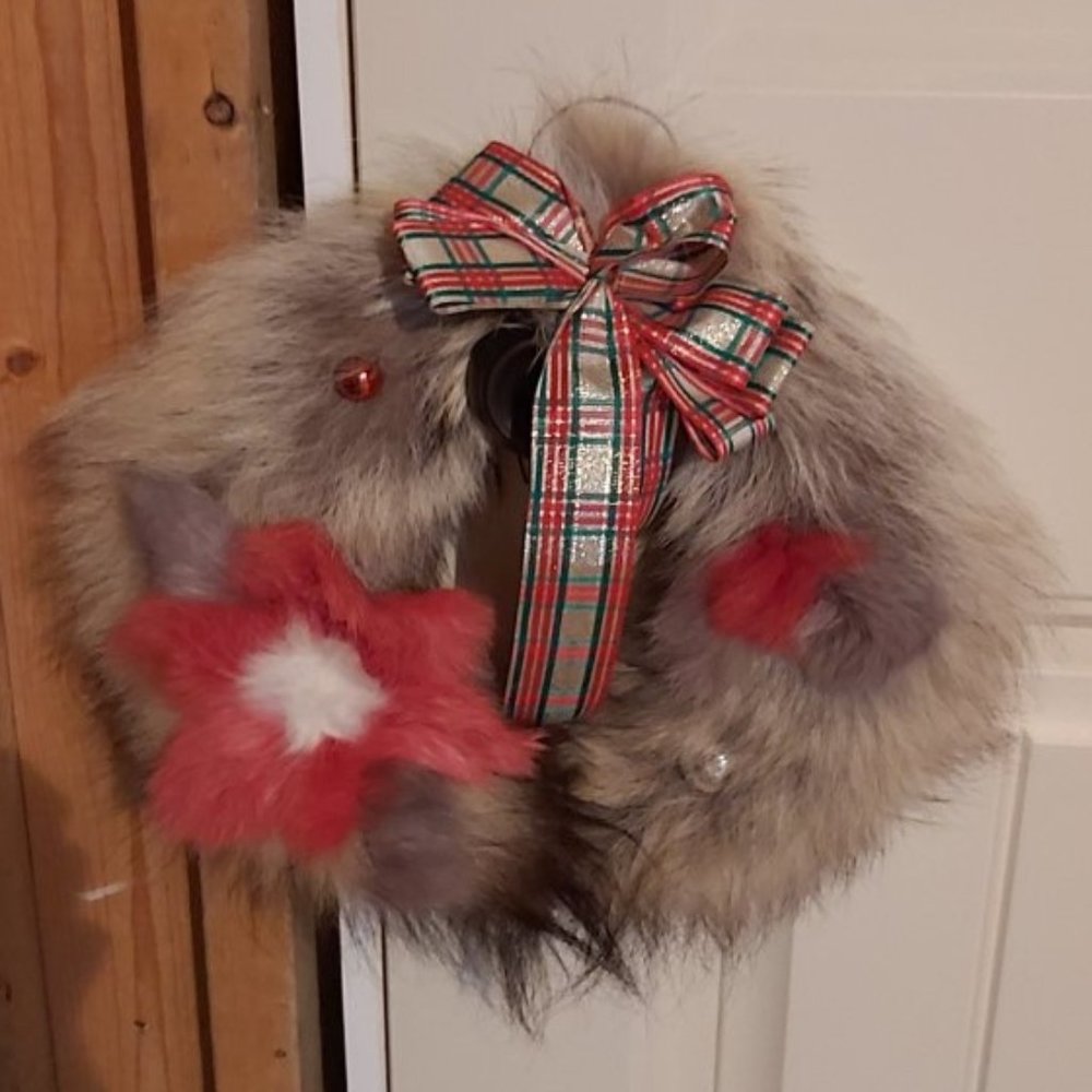 Unique Fur Christmas Wreath for Indoor decoration - Vintage